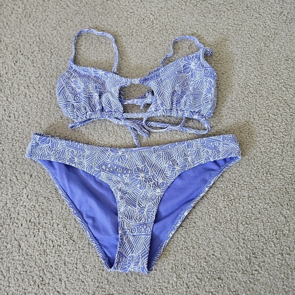 Purple Floral Bikini Set Large Bottoms Small Top